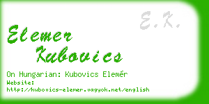 elemer kubovics business card